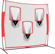 vidaXL Plasă de baseball portabilă negru/roșu 183x105x183 cm poliester