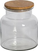 Borcan din sticla, cu capac din lemn de mango, H14cm, Flat