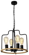 Candelabru suspendat pe lanț DATUS, 4 x E27, 40 W, 230 V, negru/maro