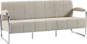 HOMCOM Canapea 3 Locuri Tapițată cu Chenille și Cusături Duble, Canapea Modernă cu Brațe și Picioare din Oțel, pentru Living, Birou și Dormitor, 174x75x76 cm, Bej | Aosom Romania