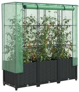 vidaXL Strat înălțat cu husă de seră, aspect ratan, 120x40x138 cm