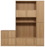 Bibliotecă modulară în culoare naturală cu aspect de lemn de stejar 227x243 cm Modulair – vtwonen