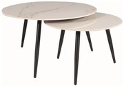 Set mese de cafea Kora D – marmura alba/negru