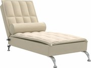 vidaXL Șezlong de masaj cu sprijin, crem, material textil