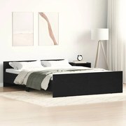 vidaXL Cadru pat fără saltea, stejar negru, 140x190 cm, lemn prelucrat