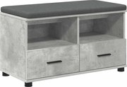 vidaXL Bancă pentru hol cu pernă cu sertar Gri Beton 80 x 38 x 46 cm