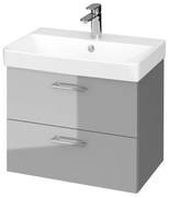 Set dulap baie suspendat Lara 2 sertare cu lavoar Cersanit Mille Slim, 60 cm, gri Gri, 600x460 mm