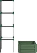 Outsunny Jardinieră cu spalier reglabil, ladă de flori cu cușcă pentru roșii din oțel galvanizat 61 x 61 x 187 cm verde | Aosom Romania