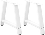 vidaXL Picioare pentru măsuță de cafea în formă de A, 2 buc., alb, 60x(42-43) cm, oțel