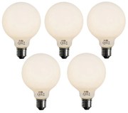 Set de 5 becuri LED reglabile E27 Opal G95 5W 450lm 3000K