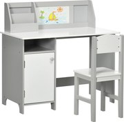 HOMCOM Set Masă și Scaune pentru Copii 5-8 Ani cu Spațiu de Depozitare, Tablă și Scaun, 90x45x85 cm, Roz | Aosom Romania