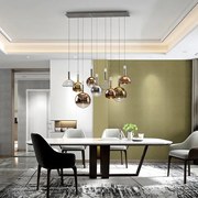 Lustra dimabila cu 9 pendule sticla Charlize gri inchis