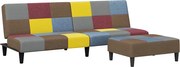 vidaXL Canapea extensibilă cu taburet, 2 locuri, petice, textil