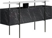 Comoda HANLEY, alb/negru cu efect de marmura, PAL melaminat/metal, 150