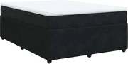 vidaXL Pat box spring cu saltea, negru, 140x200 cm, catifea