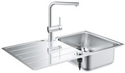 GROHE 31573SD1 - Set chiuvetă de bucătărie K500 cu scurgător și baterie A, 86×50 cm, oțel inoxidabil