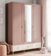 Dulap cu 3 usi si oglinda pentru adolescenti, 145x210x59 cm, colectia Elegance