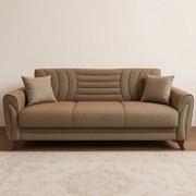 Canapea extensibila 3 loc cu spatiu de depozitare – stofa maro – Seren