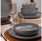 Set de veselă 12 piese gri/porțelan