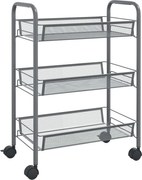 vidaXL Cărucior de bucătărie, 3 niveluri, gri, 46x26x64 cm, fier