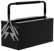 DURHAND Cutie de scule metalică - coffret de scule - cutie de scule 3 nivele 5 tăvi retractabile - oțel negru | Aosom Romania