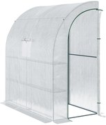 Outsunny Seră de grădină PE cu rafturi 3 nivele, seră de balcon, pânză consolidată 140 g/m², structură din oțel, 2 uși rulabile cu fermoar, pentru legume plante flori, 200 x 100 x 215 cm, alb | Aosom Romania