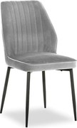 Scaun LEX, gri deschis/negru, stofa catifelata/metal, 47x60x89 cm