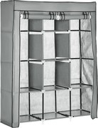 HOMCOM Dulap-penderie multi-depozitare - 8 rafturi, 2 bare - material nețesut gri | Aosom Romania