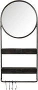 Oglinda de perete, neagra, din metal, cu 2 sertare si 4 agatatori, 38x89 cm