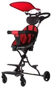 Carucior sport pliabil, Rosu, Copertina detasabila cu protectie UV, Copii 6 - 36 luni, Blocare roti și pivotante
