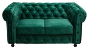 Canapea CHESTERFIELD fixa, 2 locuri, cu arcuri, verde, 168x90x80 cm