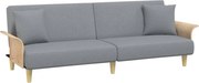 vidaXL Canapea extensibilă cu cotiere, gri deschis, textil
