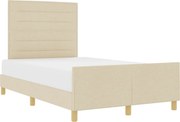 vidaXL Cadru de pat cu headboard Crem 140 x 190 cm țesătură