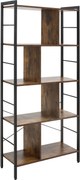 HOMCOM Bibliotecă cu 5 Rafturi, Compartimente Deschise, 77 x 30 x 157,5 cm, Maro Rustic și Negru | Aosom Romania