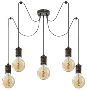 Lustra cu 5 pendule design industrial Fidel auriu antic