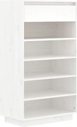 vidaXL Pantofar, alb, 60x34x105 cm, lemn masiv de pin