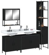 vidaXL Set mobilier de baie, 4 piese, negru, lemn prelucrat