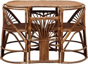 Set dining din rattan natural, masă ovală și 2 scaune, 3 piese, „Trinidad”