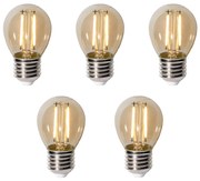 Set 5 becuri E27 dimbare LED lamp P45 goud 3W 250 lm 2200K
