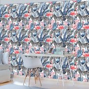 Fototapet - Mozaic - zebra cu flamingo (152,5x104 cm), în 8 de alte dimensiuni noi