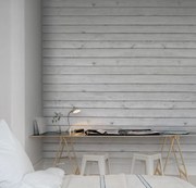 Tapet Horizontal Boards, White, Rebel Walls