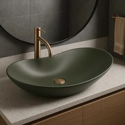 Lavoar pe blat Rea Royal oval 61.5 cm Olive verde mat