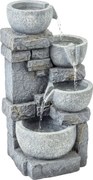 Outsunny Fântână de grădină Cascadă 4 niveluri Decorațiune efect piatră și cărămidă cu iluminare LED 28 x 25 x 54,5 cm Gri | Aosom Romania