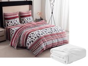 Set 2 buc Lenjerie cocolino TWINKLE CHRISTMAS colorat + Cearsaf Cocolino microplus cu elastic SOFT 180x200 cm alb, pat dublu