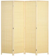 HOMCOM Paravan Decorativ 4 Panouri, 180x180 cm, Bambus Țesut Manual, Separator de Cameră Portabil, Design Natural | Aosom Romania