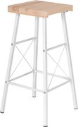 Scaune Homs Bar 30x30x70 cm, lemn-metal, alb-maro