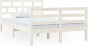 vidaXL Cadru de pat mic dublu, alb, 120x190 cm, lemn masiv