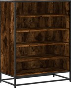 vidaXL Pantofar, stejar fumuriu, 75x38x97,5 cm, lemn prelucrat/metal