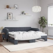 vidaXL Pat de zi cu extensie, gri închis, 90x200 cm, catifea