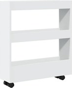 vidaXL Cărucior de depozitare îngust cu 3 niveluri, alb, lemn stratificat